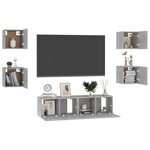 vidaXL Ensemble de meubles TV 6 Pièces Gris béton Bois d'ingénierie