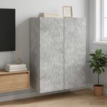 vidaXL Armoire Murale 66 x 34 5 x 90 cm Bois d'ingénierie Gris béton