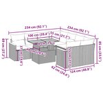 vidaXL Salon de jardin avec coussins 9 Pièces beige résine tressée acacia