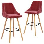vidaXL Tabourets de bar lot de 2 rouge bordeaux velours