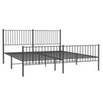 vidaXL Cadre de lit métal sans matelas avec pied de lit noir 193x203cm