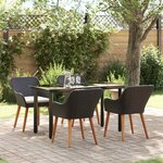 vidaXL Ensemble de salle à manger pour jardin 5 Pièces Noir polyrotin