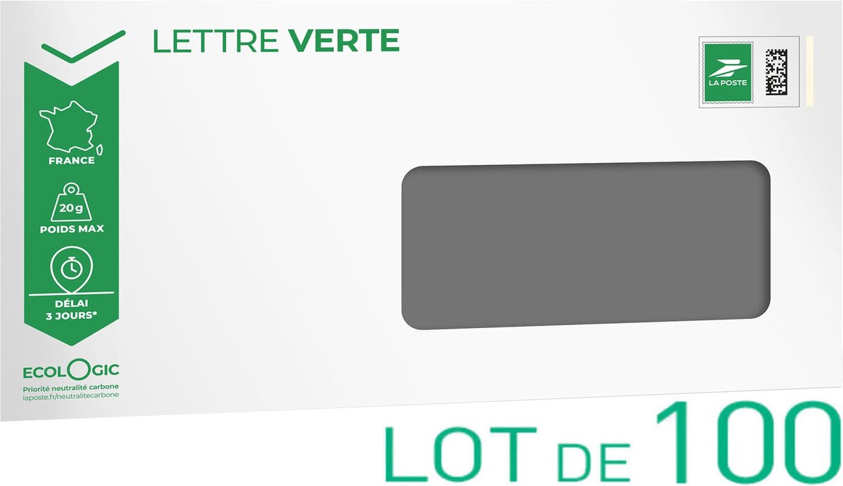 PrêtàPoster Lettre Verte 20g Format DL Enveloppes à fenêtre