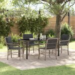 vidaXL Ensemble de salle à manger de jardin de 5 pièces avec coussins gris clair en poly rattan