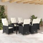 vidaXL Ensemble de salle à manger pour jardin 7 Pièces Noir Poly rotin