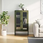 vidaXL Buffet haut vert olive 68x39x123 cm acier