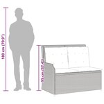 vidaXL Banc inclinable de jardin avec coussins noir résine tressée