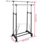 vidaXL Porte-manteaux réglables 2 Pièces 2 rails d'accrochage