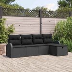 vidaXL Ensemble de canapé de jardin 5 Pièces Noir 234 x 117 x 85 cm