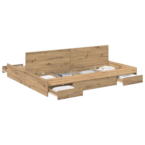vidaXL Cadre de lit avec rangement Chêne artisanal 180 x 200 cm