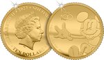Pièce de monnaie en Or 10 Dollars g 0.5 Millésime 2023 Disney 100 Magical Years MICKEY MOUSE
