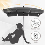 Parasol rectangulaire inclinable alu acier polyester haute densité diamètre 2 m gris