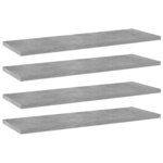 vidaXL Panneaux de bibliothèque 4 Pièces Gris béton 60x20x1 5cm Aggloméré