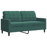 vidaXL Ensemble de canapés 3 Pièces avec coussins Vert foncé Velours