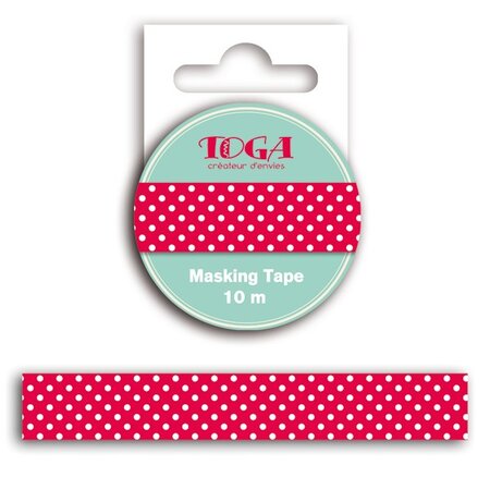 Masking Tape Rouge à pois blanc - 10 m