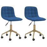 vidaXL Chaises pivotantes à manger lot de 2 bleu velours