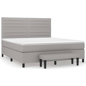 vidaXL Sommier à lattes de lit avec matelas Gris clair 180x200cm Tissu