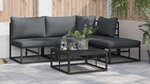 vidaXL Ensemble de canapé de jardin 4 Pièces Noir 211.5 x 141.5 x 71 cm