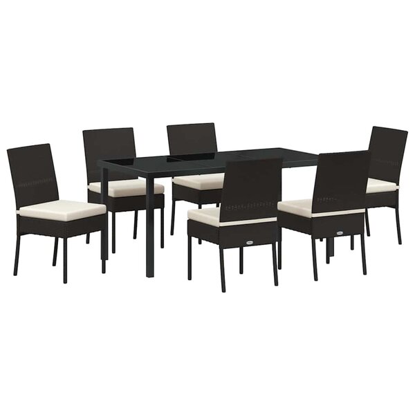 vidaXL Ensemble de salle à manger pour jardin 7 Pièces Noir Poly rotin