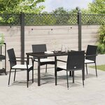 vidaXL Ensemble de salle à manger pour jardin 5 Pièces Noir Poly rotin