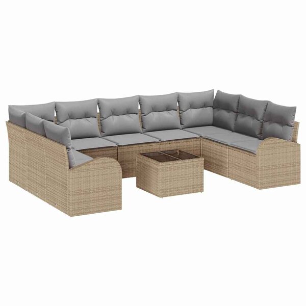 vidaXL Ensemble de canapé de jardin 10 Pièces Beige  gris clair