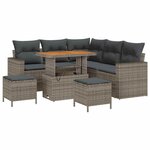 vidaXL Ensemble de canapé de jardin 8 Pièces Gris polyrotin