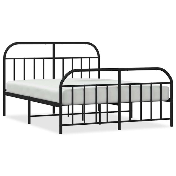 vidaXL Cadre de lit métal sans matelas avec pied de lit noir 150x200cm