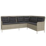 vidaXL Canapé de jardin avec coussins forme de L gris clair poly rotin