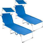 Tectake Lot de 2 transats aluminium - bleu