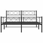 vidaXL Cadre de lit métal sans matelas avec pied de lit noir 135x190cm