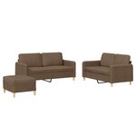 vidaXL Ensemble de canapés 3 Pièces avec coussins Marron Tissu
