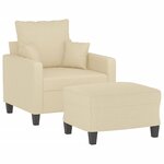 vidaXL Fauteuil avec repose-pied Crème 60 cm Tissu