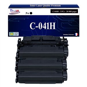 T3AZUR - 3x Toners compatibles avec Canon 041H (0453C002) pour Canon LBP312x MF522X MF525X Noir - 20 000p
