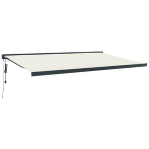 vidaXL Auvent rétractable crème 5x3 m tissu et aluminium