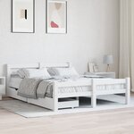 vidaXL Cadre de lit avec 2 tiroirs Blanc Bois de pin massif 140x200 cm