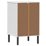 vidaXL Table de chevet avec pieds en métal Blanc Bois pin massif OSLO