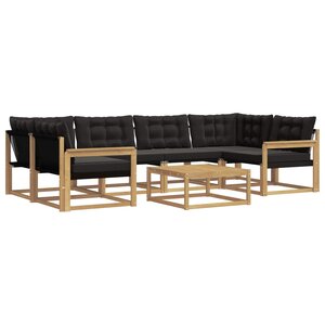vidaXL Ensemble de canapés d'extérieur 7 pc Blanc et noir