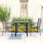 vidaXL Ensemble à manger de jardin 3 Pièces noir verre et acier