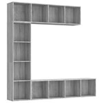 vidaXL Ensemble bibliothèque/meuble TV 3 Pièces Sonoma gris 180x30x180 cm