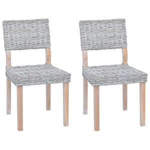 vidaXL Chaise de salle à manger GENDT 2 pc Rattan Kubu Blanchiment
