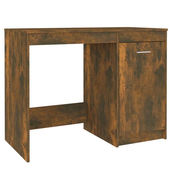 Bureau table poste de travail meuble d'ordinateur informatique étude chêne fumé 100 x 50 x 76 cm bois d'ingénierie brun 02_0023566