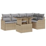 Ensemble de Canapé de Jardin vidaXL 6 pièces avec Coussins en Rattan Poly Beige