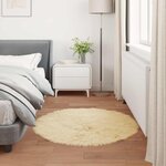vidaXL Tapis en fausse Tafalla Crème Ø 120 cm Polyester