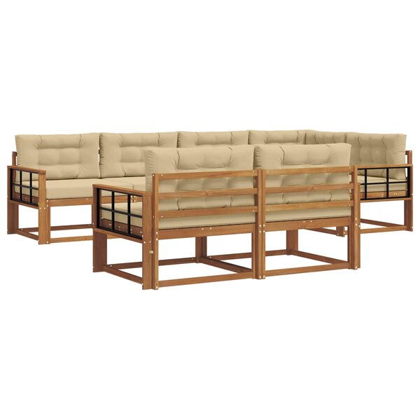 vidaXL Ensemble de canapés d'extérieur 7 Pièces Naturel et Beige