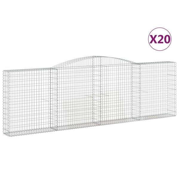 vidaXL Paniers à gabions arqués 20 Pièces 400x30x120/140 cm Fer galvanisé