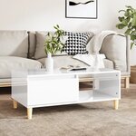 vidaXL Table basse Blanc brillant 90x50x36 5 cm Bois d'ingénierie