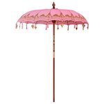 vidaXL Parasol balinais 260 Rose 180-190 cm Coton et bois massif