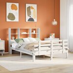 vidaXL Lit bibliothèque sans matelas blanc 140x200 cm bois pin massif