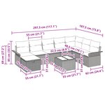 vidaXL Ensemble de Canapés de Jardin 9 Pièces avec Coussins Gris en Poly Rattan