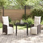 vidaXL Ensemble de salle à manger pour jardin 3 Pièces Marron Poly rotin